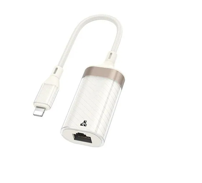 Lightning to Ethernet Adapter, 100Mbps Lightning to RJ45 Ethernet LAN white