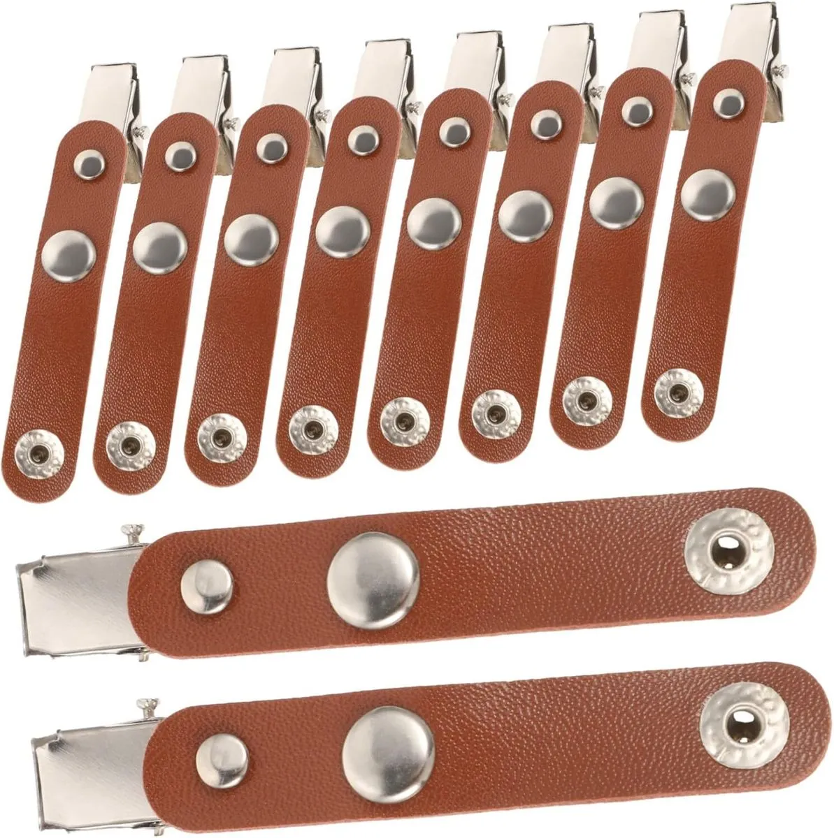 50pcs Nurse Badge Holders Id Card Clips Metal Clip and Leather Buckle