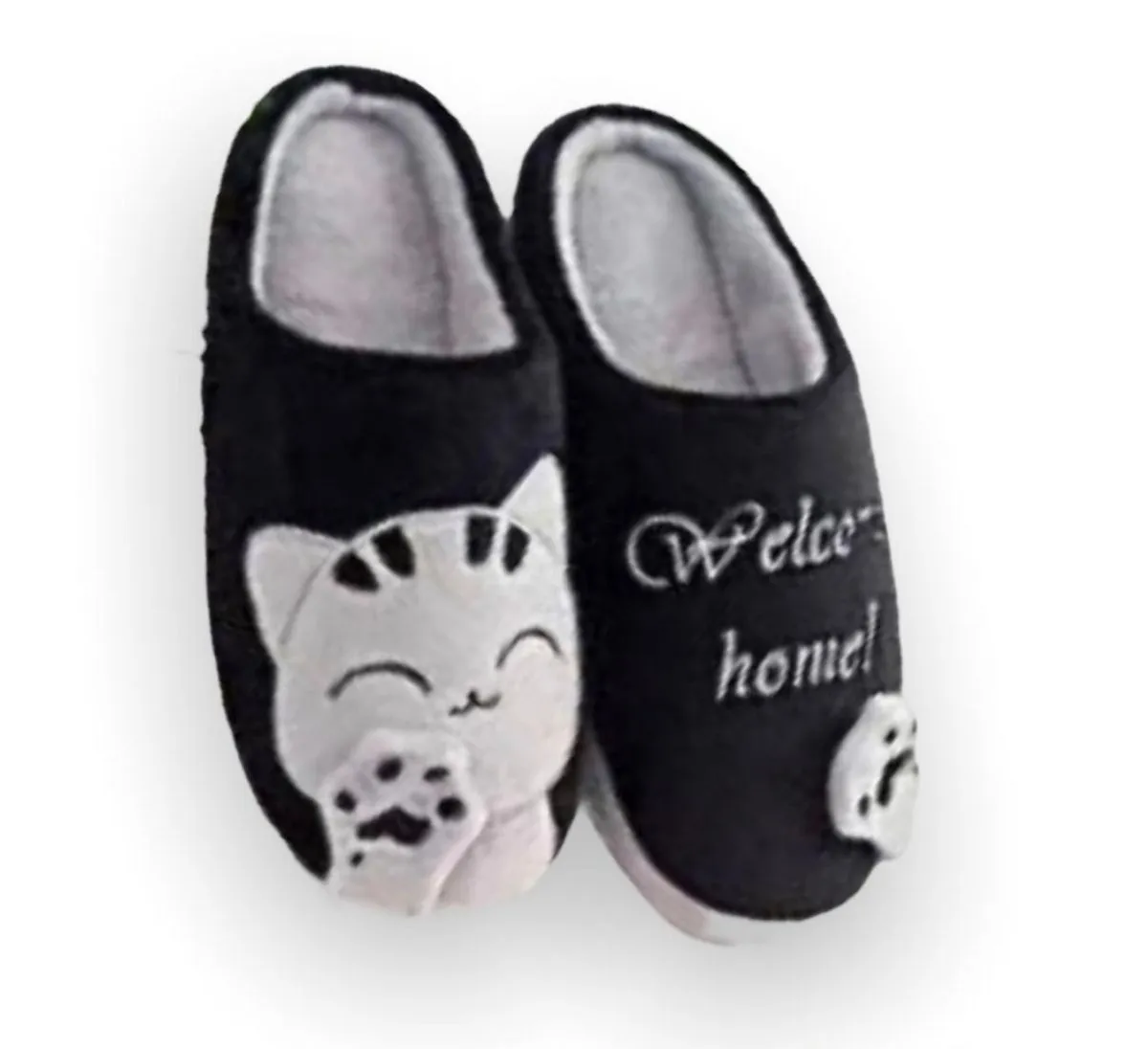 Women's Warm And Fluffy CAT Slippers - Black