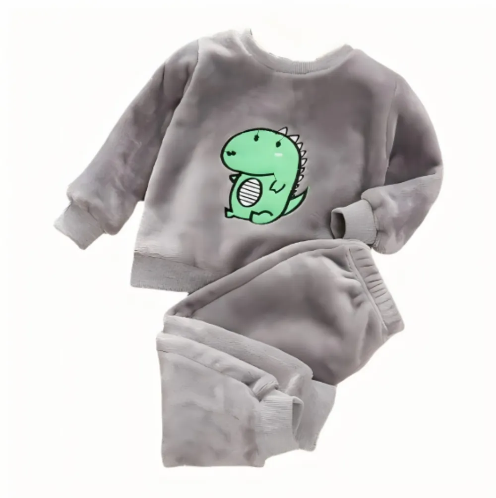Toddler Dinosaur Fleece Pajama Set, Soft Warm Loungewear for Baby Boys