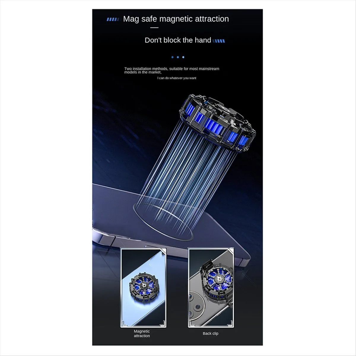Magnetic/Back-Clip 2-In-1 Semiconductor Cooling Fan Radiator A