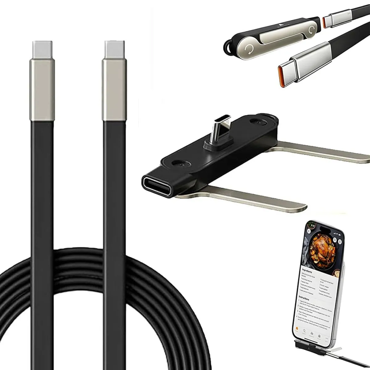 Detachable game charging stand-universal Type-C plus 1.5m charging cable - Black