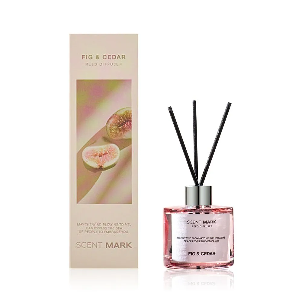 Scent Mark Reed Diffuser Set with Scent Sticks- Long Lasting Home Fragrance - Fig&Cedar