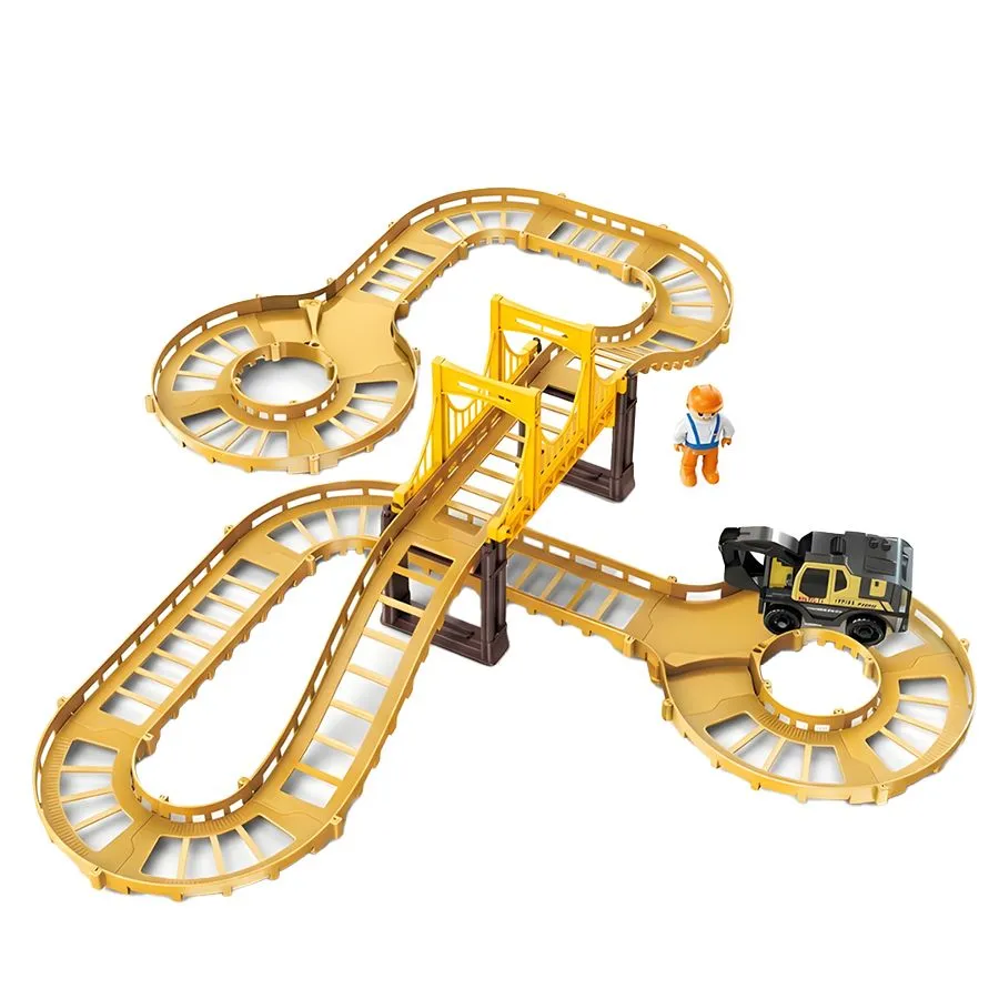 Electric Engineering Toy Track Set With 1 Construction Truck