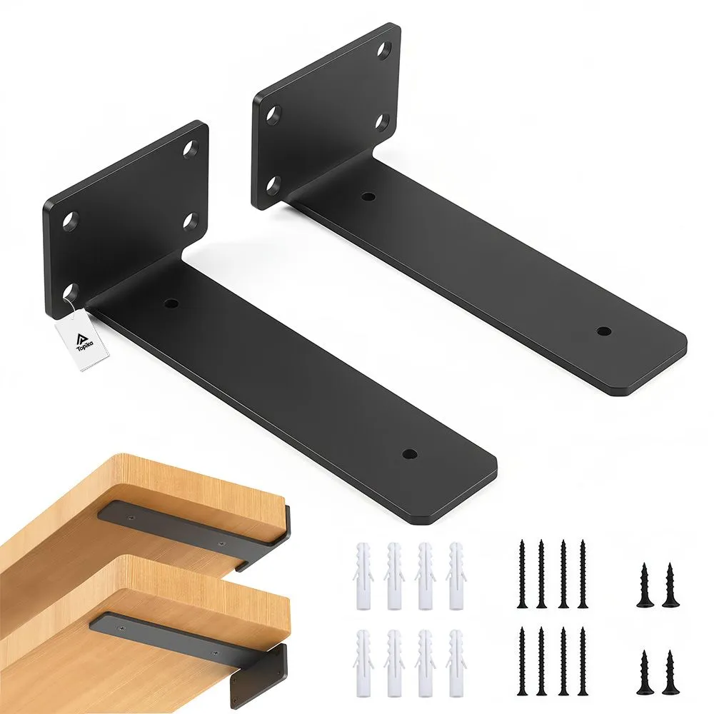 Topika Floating Shelf Bracket Heavy Duty Metal L Brackets for Shelf Support - 2pack