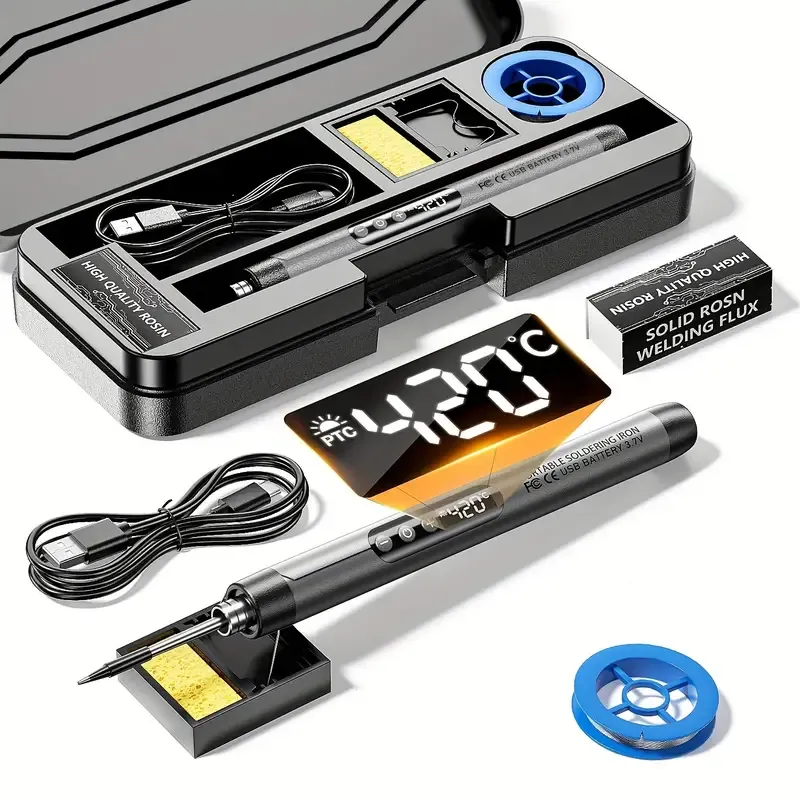 Mini Cordless Soldering Iron Kit With Digital Display - Grey