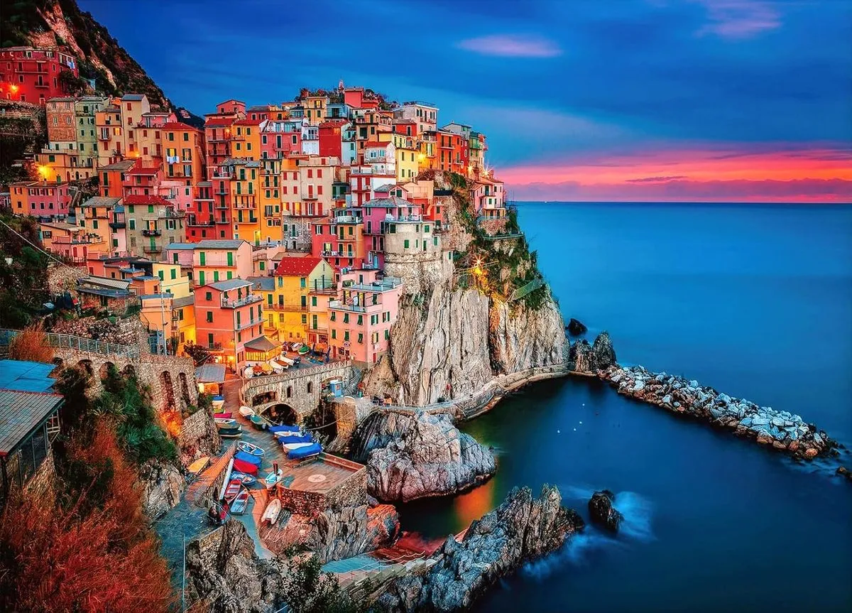 1000 Pieces Jigsaw Puzzles, Dusk at Cinque Terre Puzzle for Adults