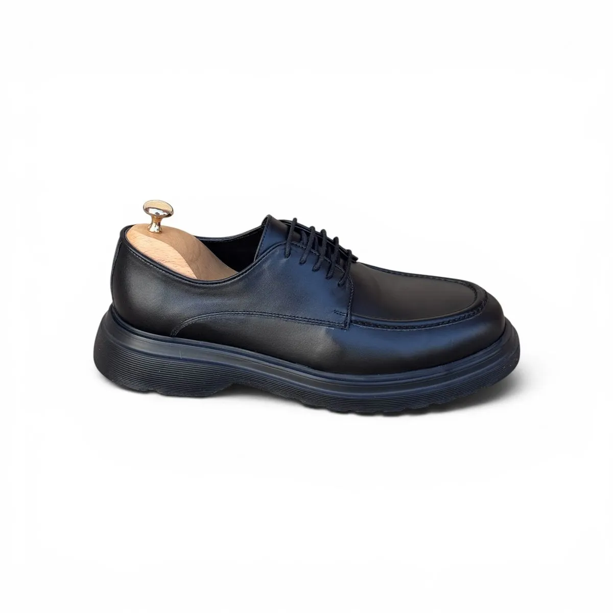 Men Black Leather Derby