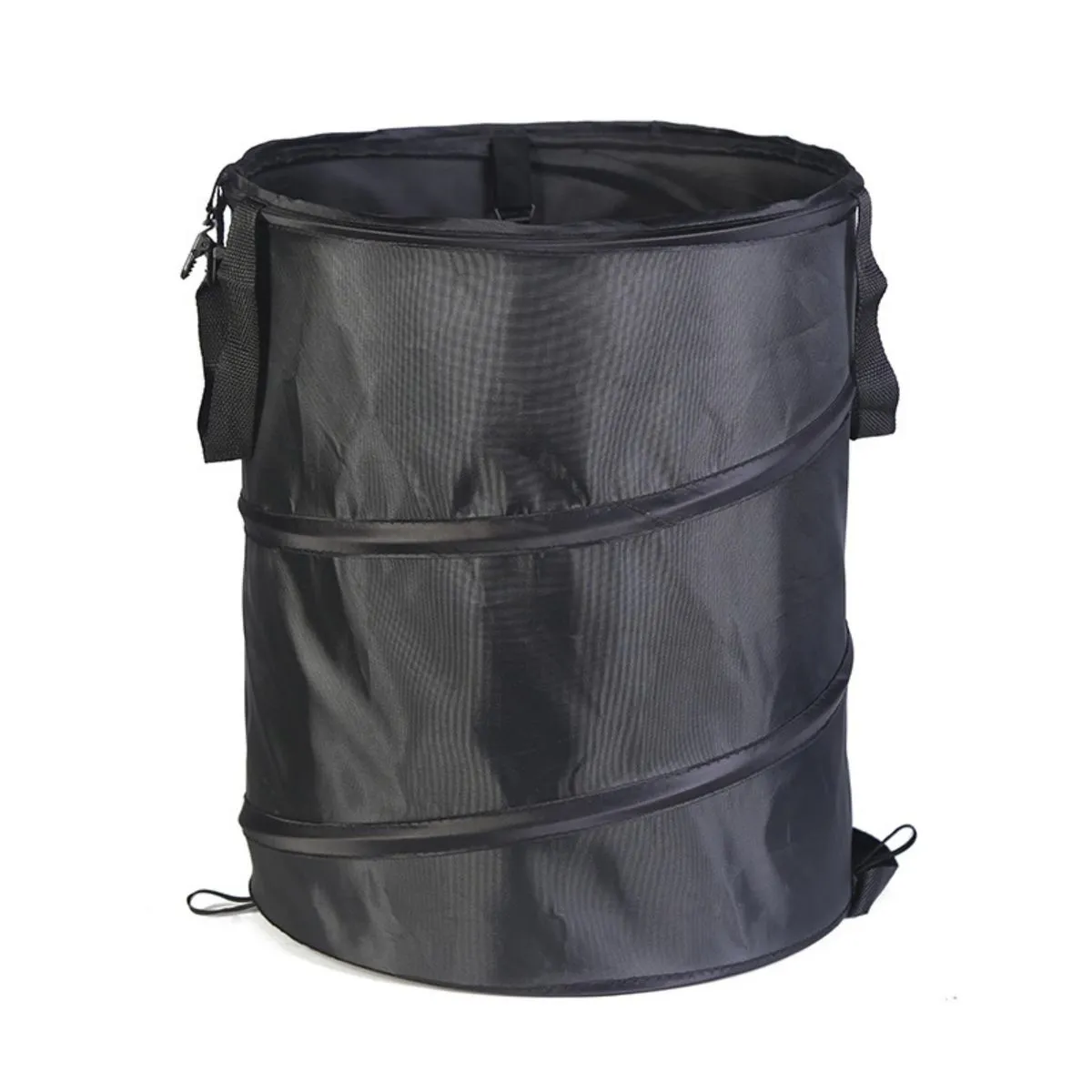 Portable Collapsible Pop-Up Trash Can: 40x34cm Oxford Camping Waste Bin - Black