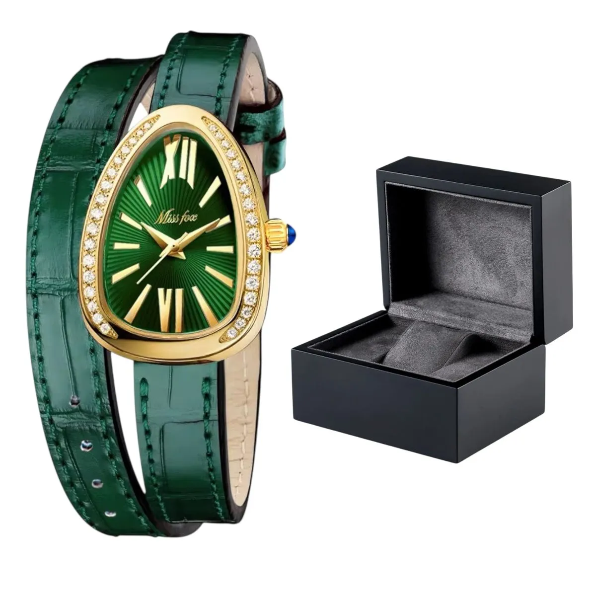 Green lacquered dial Jewellery Watch For Women With Luxury Watch Box