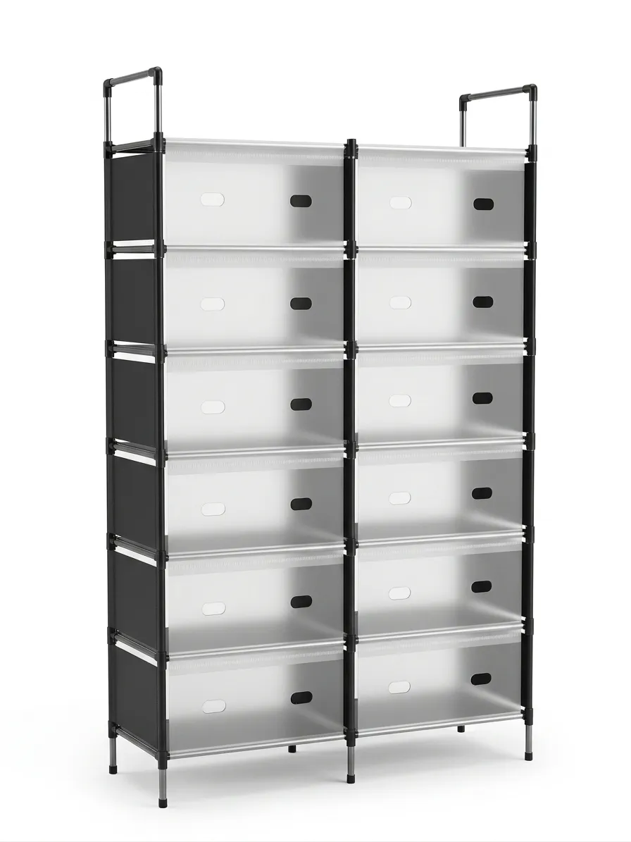 24 Pair Shoe Storage Cabinet with Doors-6 Tier Space Saving Shoe Organizer