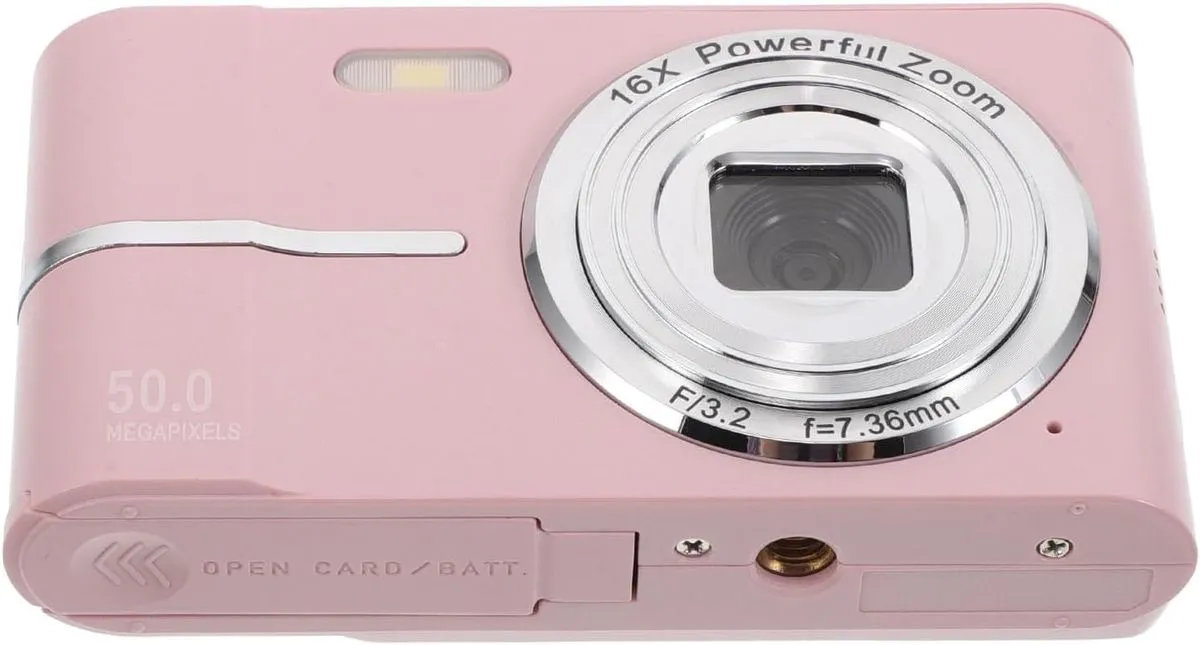Retro Rose Pink Mini Digital Camera 16x Zoom Compact Portable for Travel P