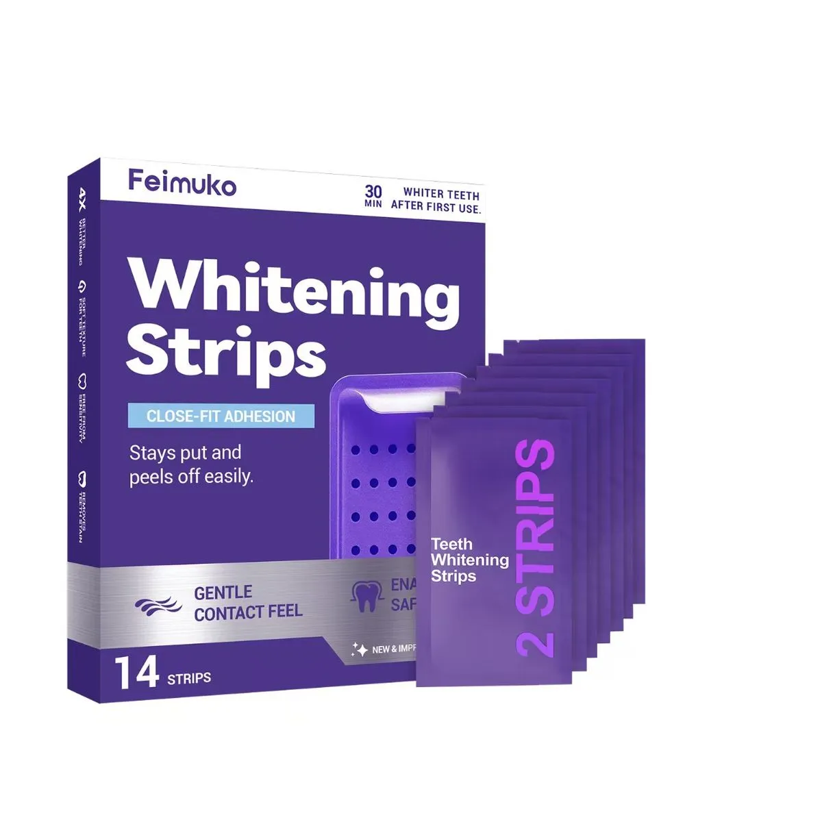 14pcs Whitening Strips, Purple Teeth Whitening Strips,Tooth Stain Treatment