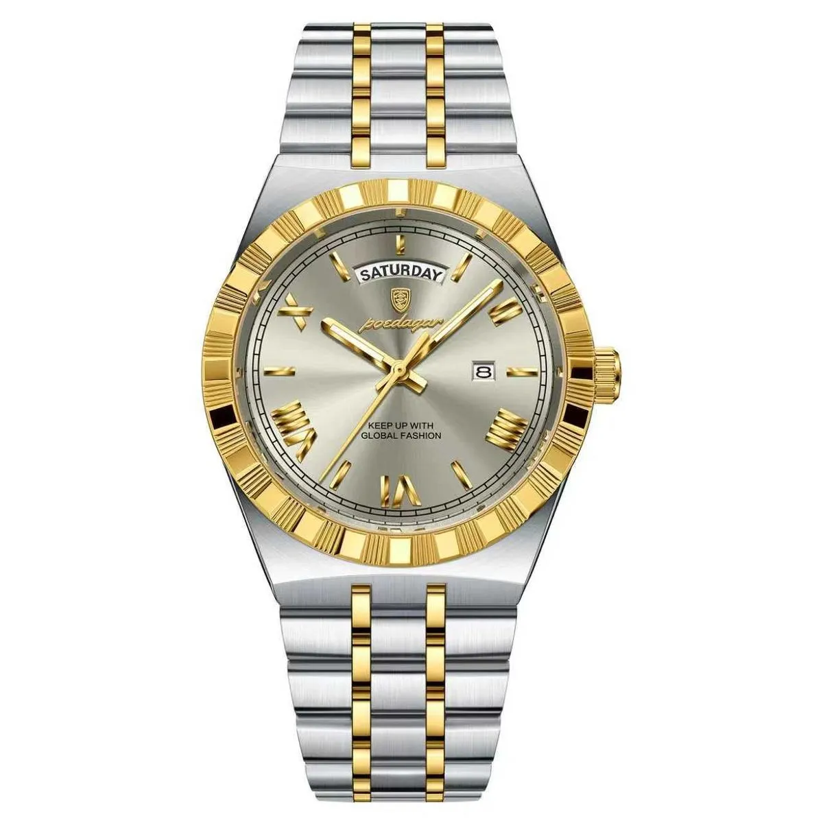 Men Watches Analog Quartz Stainless Steel Gold Watches