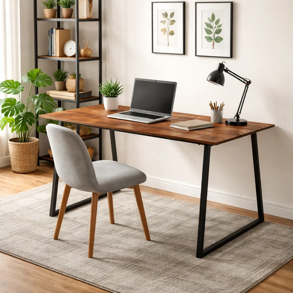 Computer Desk Study Gaming Table Home Office Desk 120cm Wooden Dining Table - Berlin Rustic