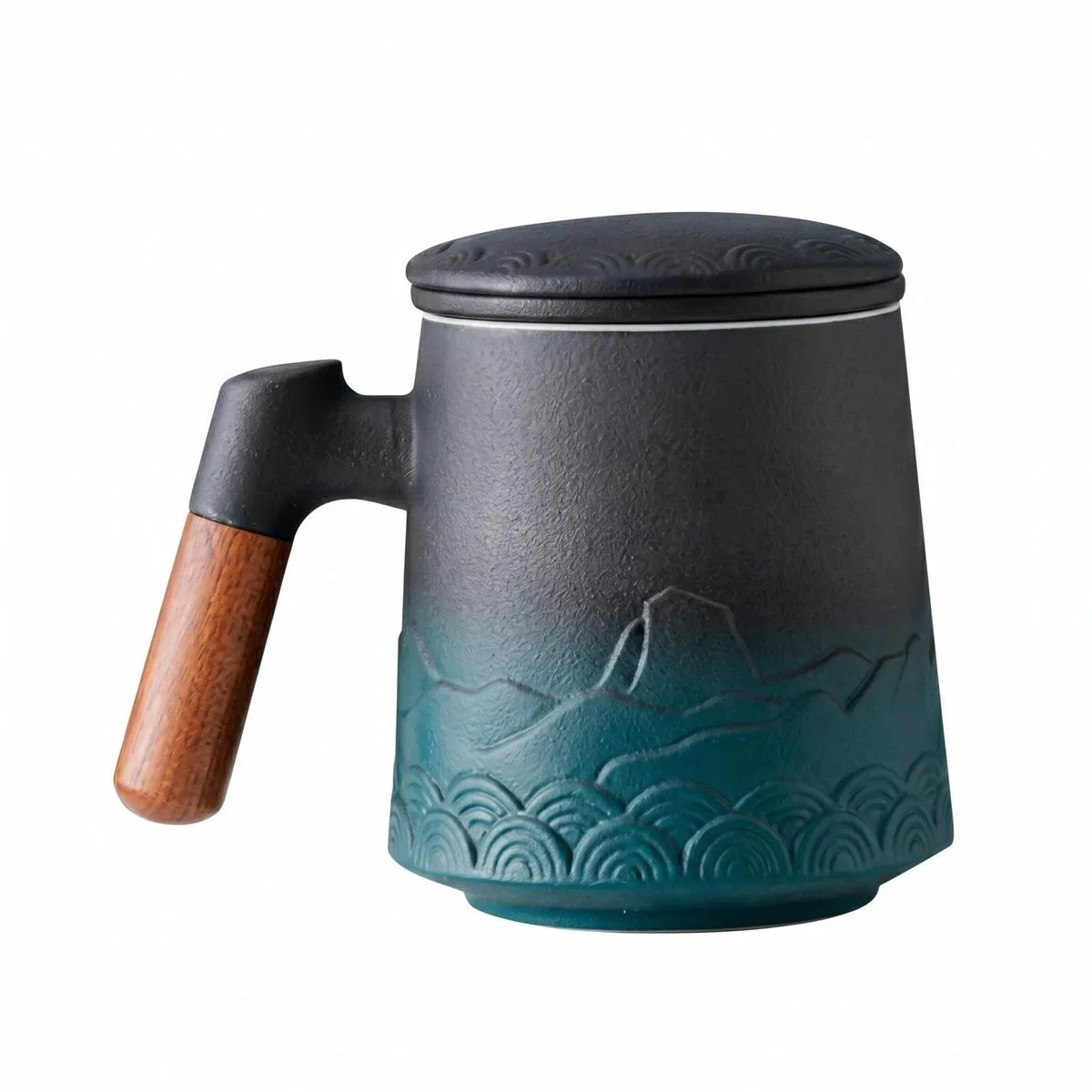 Ceramic Tea Mug with Infuser Lid and Handle 15.2 Oz
