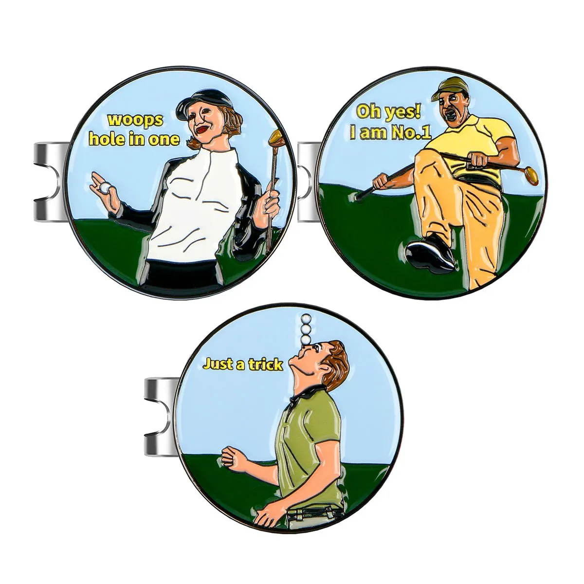 3 Piece Magnetic Golf Ball Markers Hat Clip Golf Gift