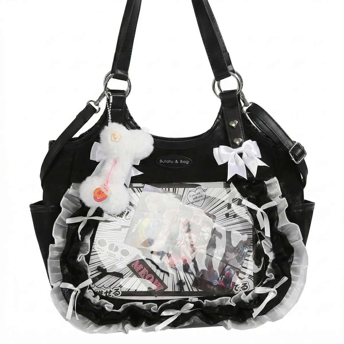 Y2K JK Lace Ita Bag - Cute Bow Tie Anime Display Handbag