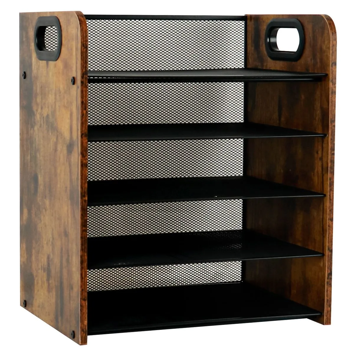 5 Tier Wooden & Mesh File Organizer