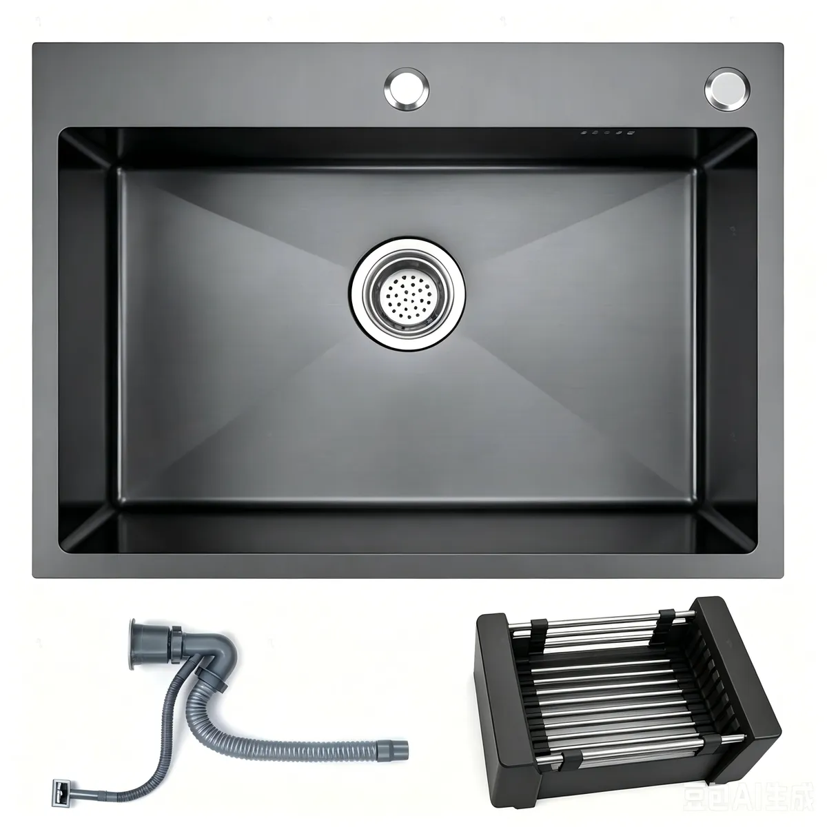 Single Bowls Kitchen Sink, Stainless Steel Drop In Sink with Drain Basket