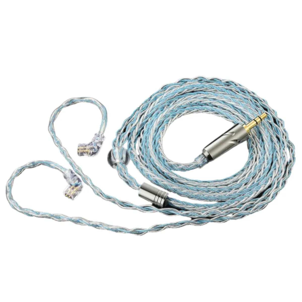 QKZ T1 Silver & Blue Upgrade Cable - For KZ & QKZ In-Ear Monitors - C Pin