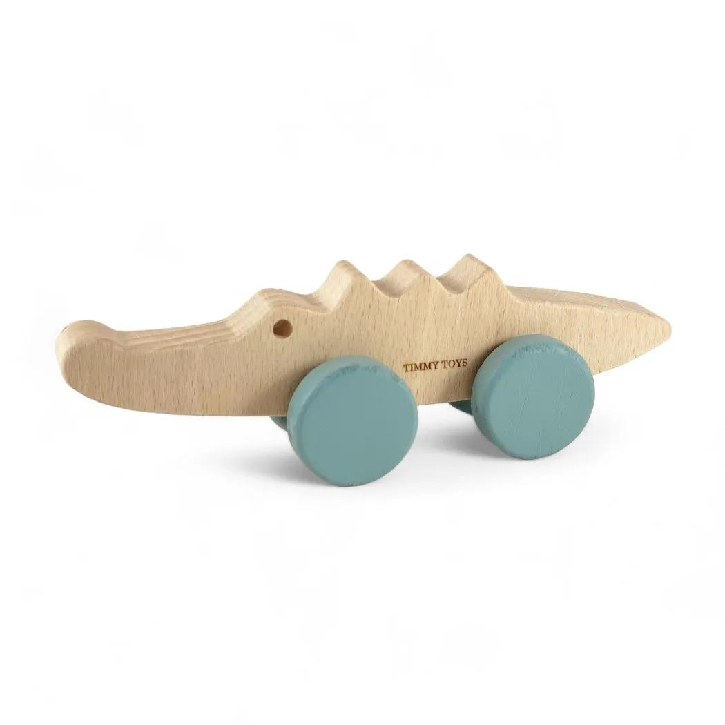 Timmy Toys Wooden Crocodile Wheely Toy - Blue