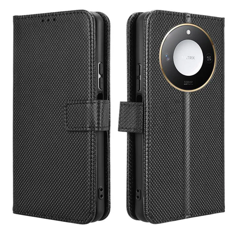 Flip Cases Compatible with [Honor X9C Smart] Magnetic Buckle Shockproof Cover - Black