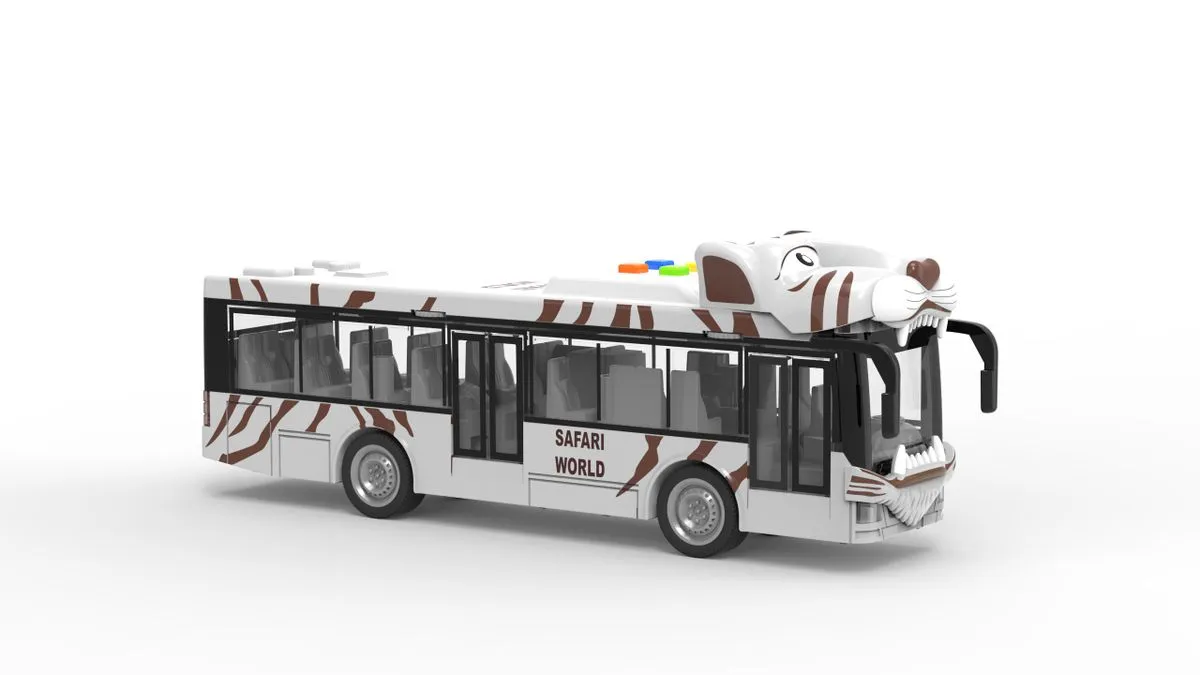 Toys of BOLDCUBE - Friction Animal Bus - Tiger Bus Toy - White