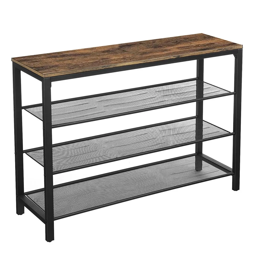 4-Tier Shoe Rack for Entryway Shoe Organizer Metal Mesh Shelves Durable