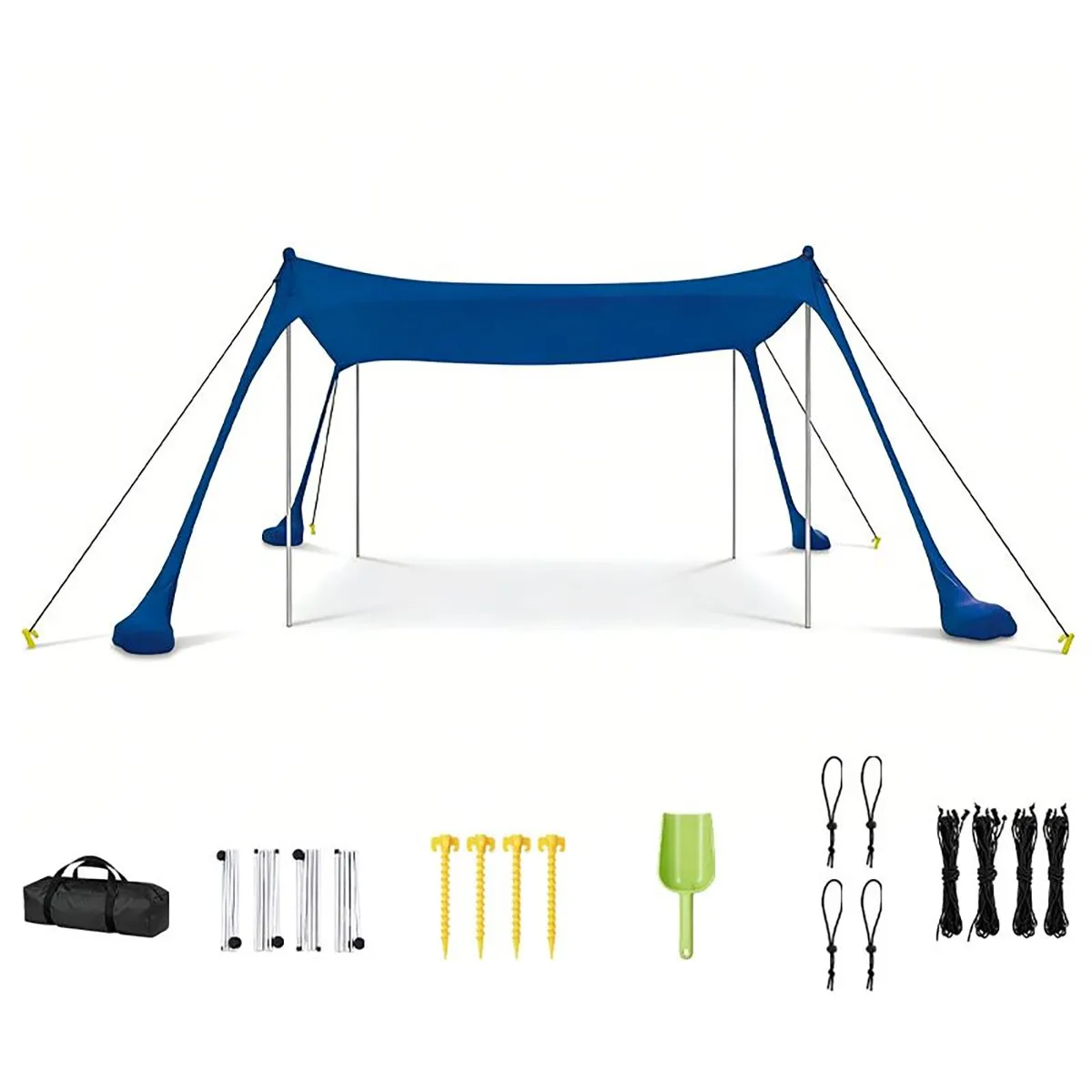 8 Person Large Windproof Sandproof Beach Tent with Aluminium Poles & Full
