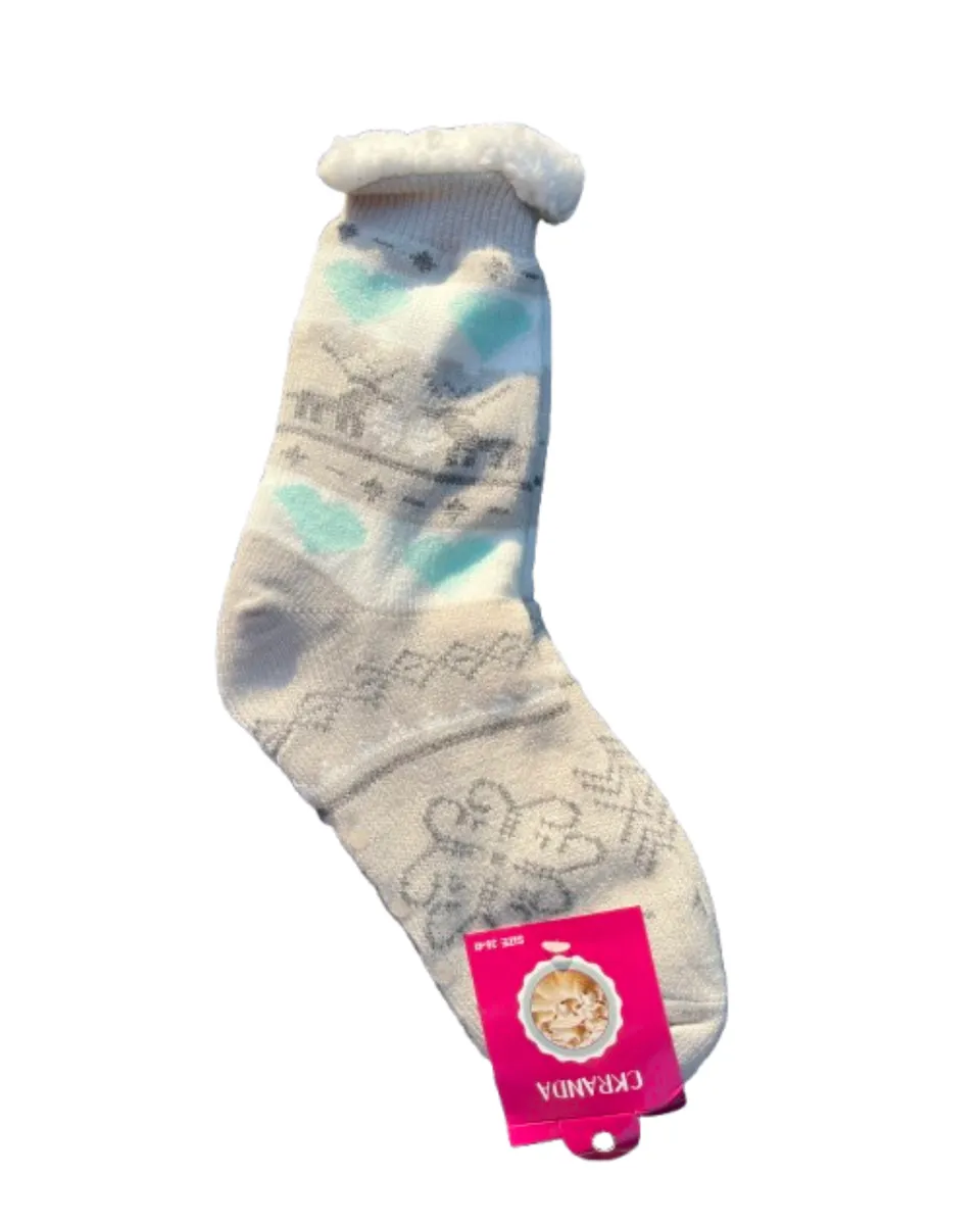 Women's Thermal Slipper Socks - Grey, Blue