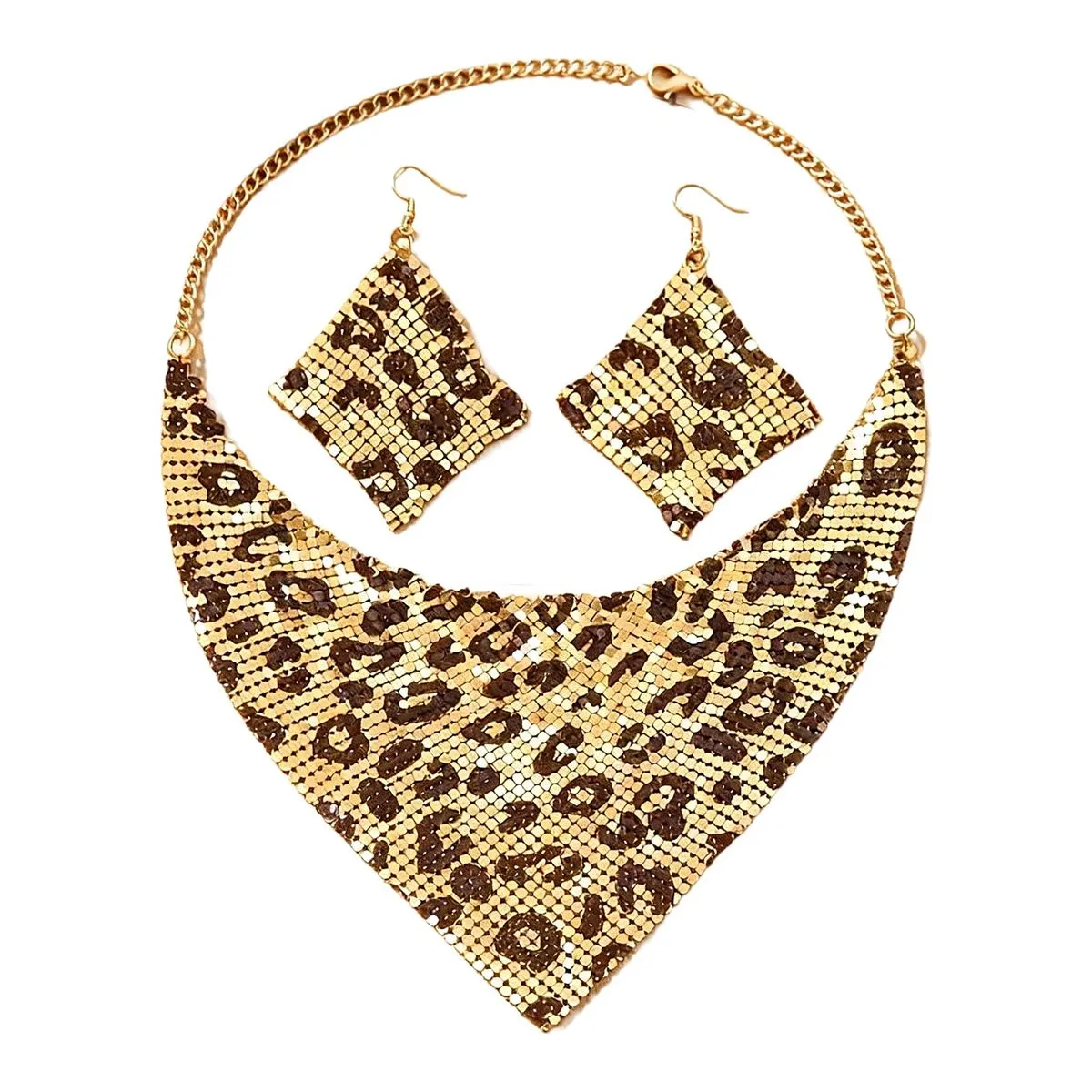 For Bold Fashion Women Leopard Print Gold Sequin Long Tassel Earrings