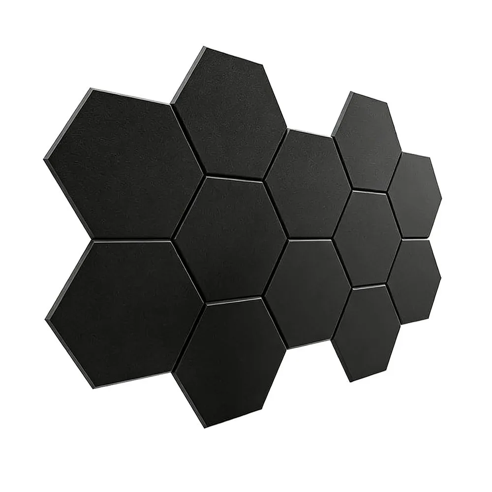 12 Pack Acoustic Wall Panels, Sound Proofing Panels Self-Adhesive Hexagon - Black