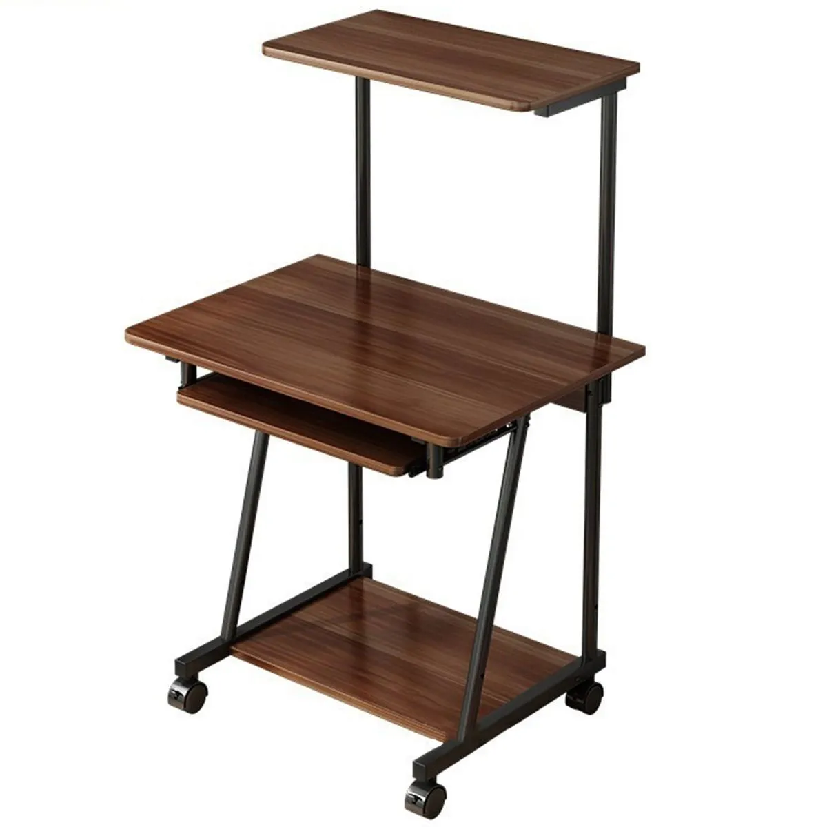 Computer Desk Compact PC Simple Writing Workstation with Storage Shelves