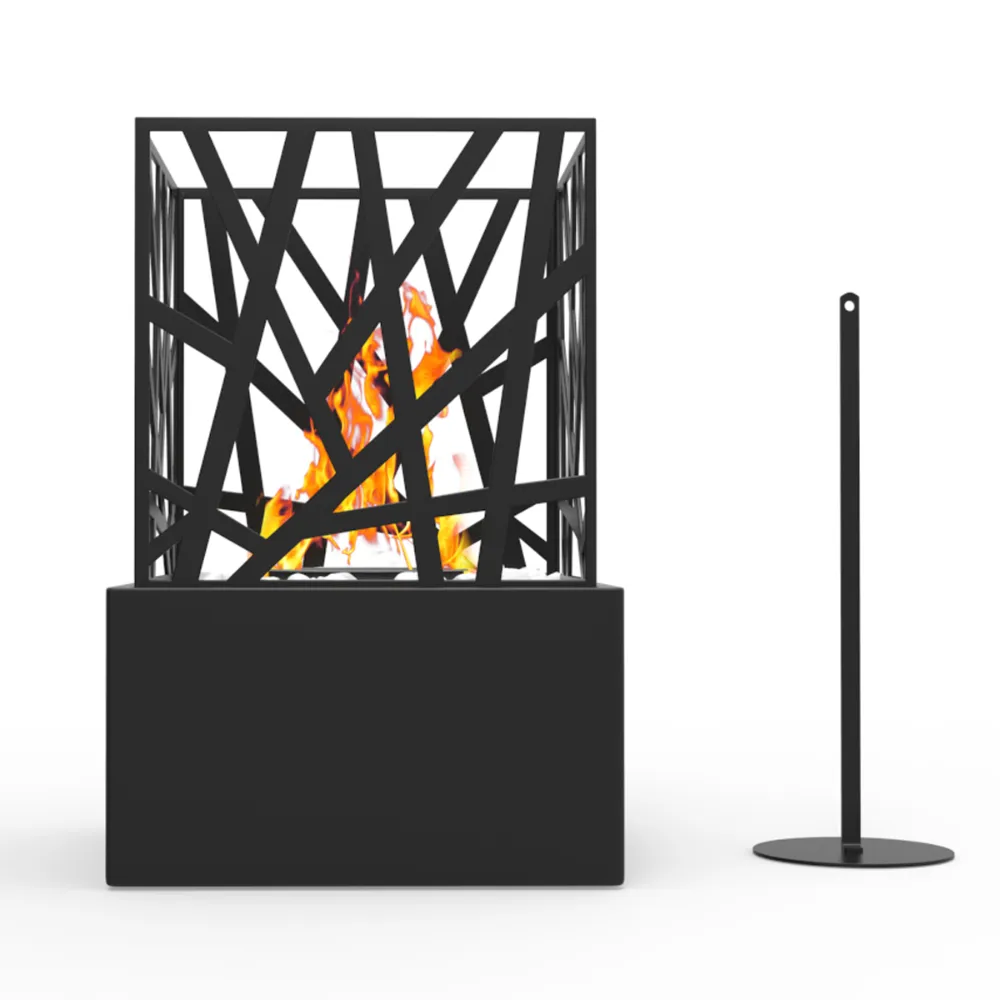 Lifestyle Contemporary Geometric Steel Cut Tabletop Ethanol Burner - Black