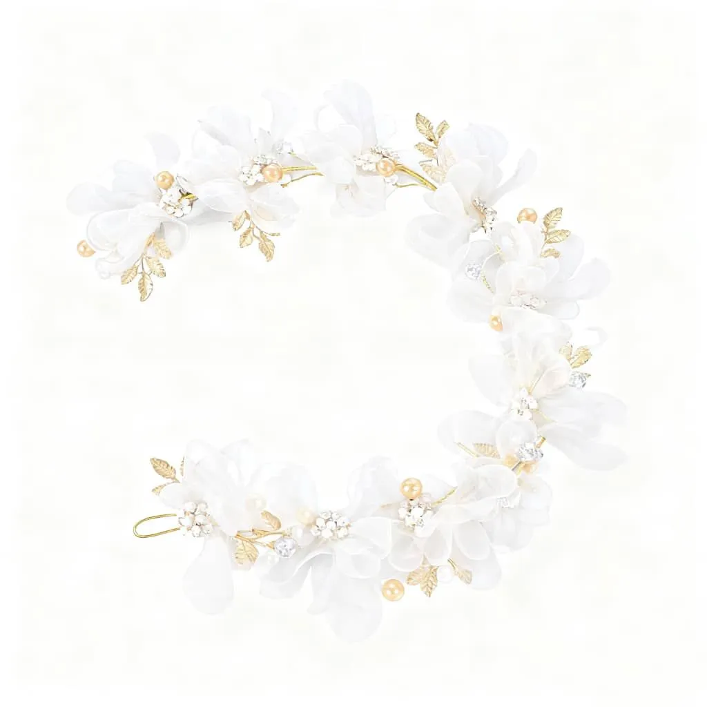 Hairpiece Gold Pearl Headband Bridal Crystal Headband For Bride Hair J