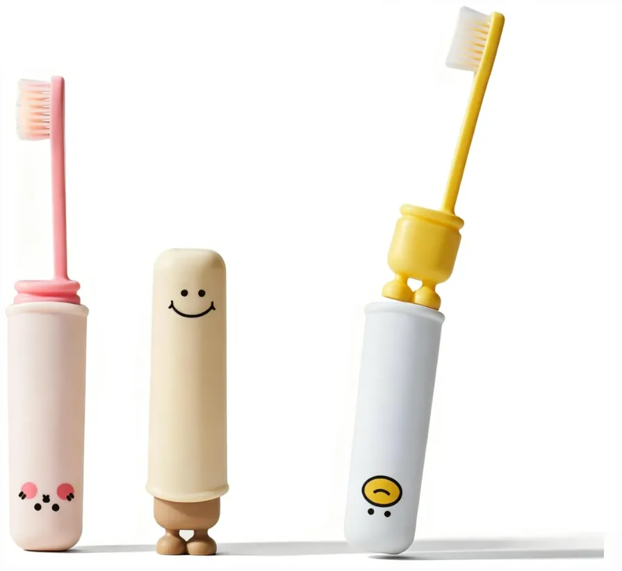 3 Pack Folding Toothbrush with Cover, Soft Bristles Travel Toothbrush