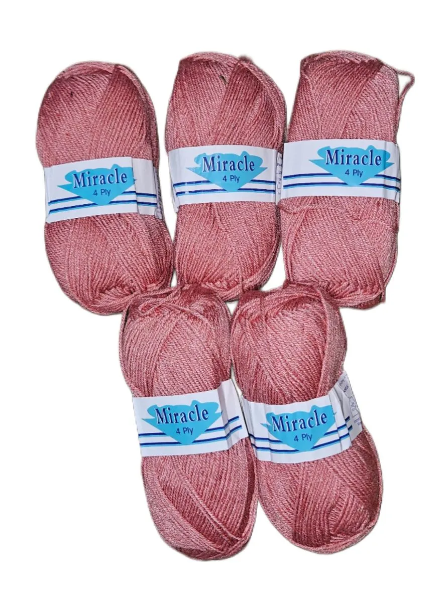 Wool Yarn 4ply for knitting & craft hobbies 5 x 100g each - Dusty Pink