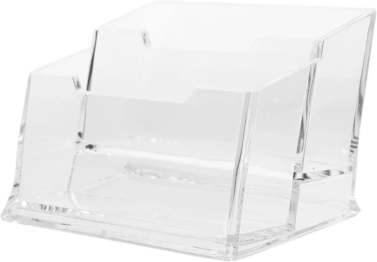 2-layer Business Card Holder Case Portable Trading Card Stand with Slant