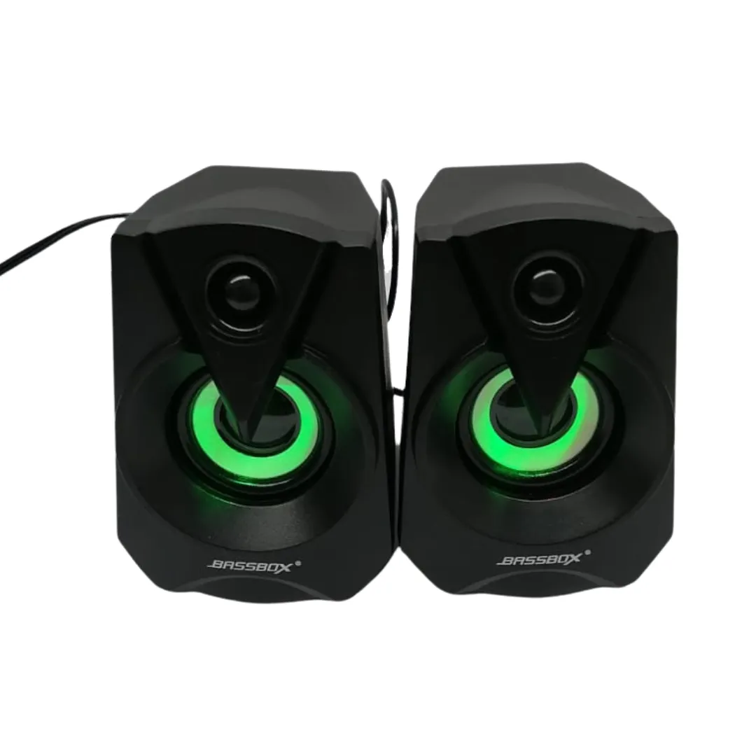 Computer Speaker USB Powered With LED Display Light - Black, Blue