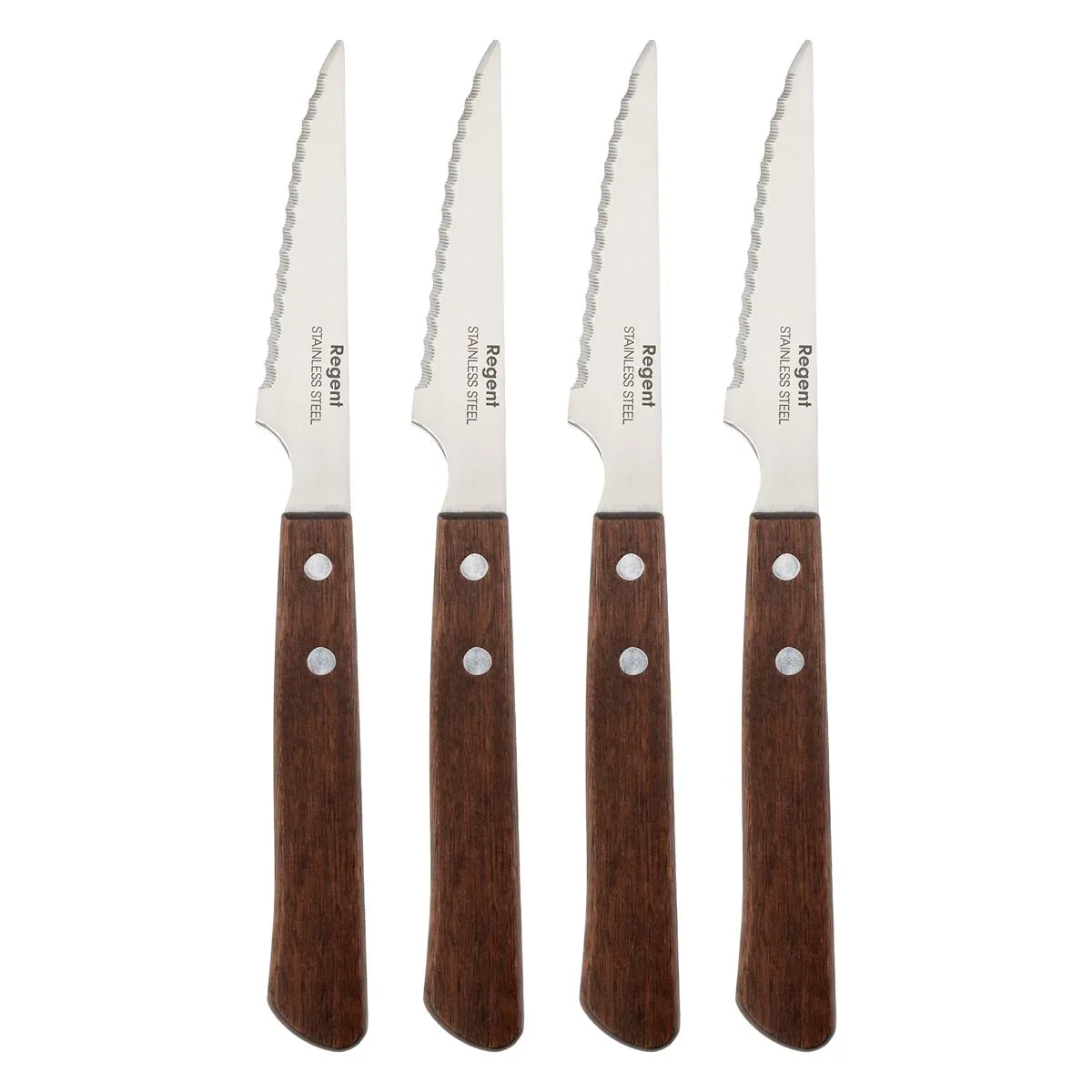 Regent Kitchen Steak Knives with Wooden Handles 4 Piece Set
