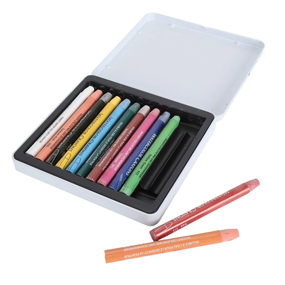 12-Color Silky Watercolor Crayon Set for Paper