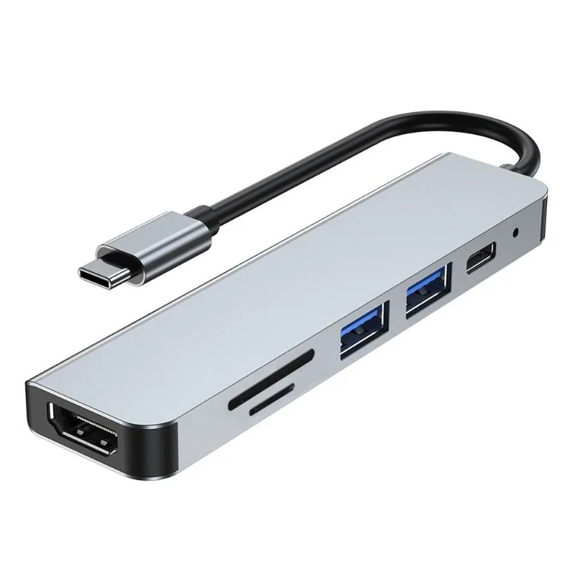 USB C Hub 6-in-1 Adapter with 4K HDMI, SD Card Reader, PD Fast Charge