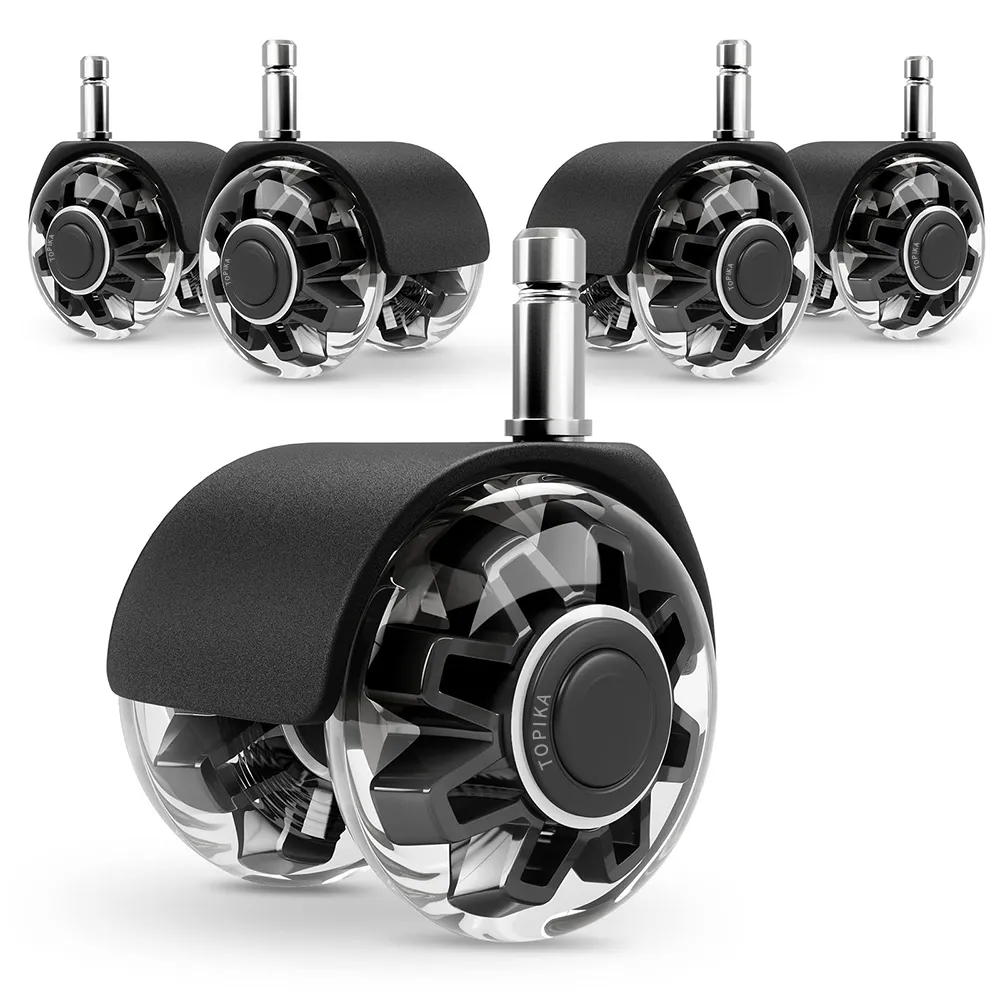 Topika - Office Chair Caster Wheels,Desk Chair Wheels Quiet, Universal Fit - Black