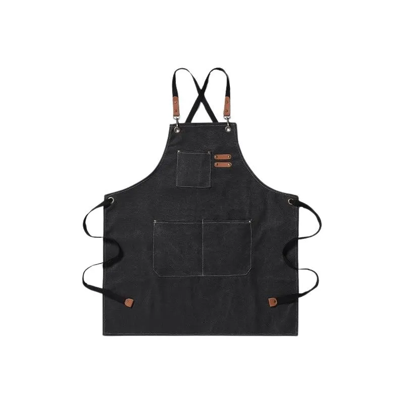 Cross Back Premium Quality Unisex Kitchen Apron IA-43 - Black