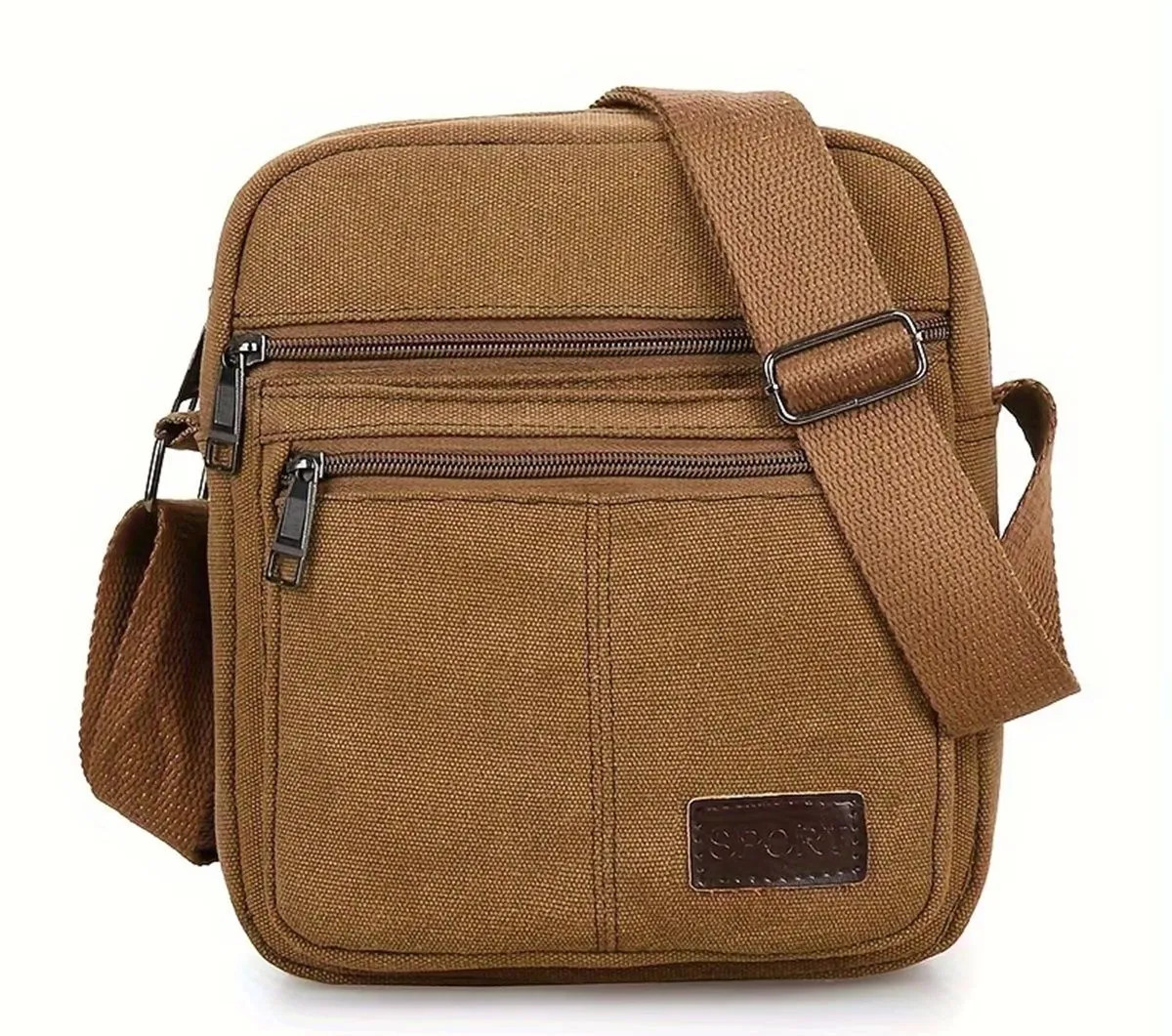 Unisex Canvas Lightweight Durable Crossbody Messenger Shoulder Bag - Brown