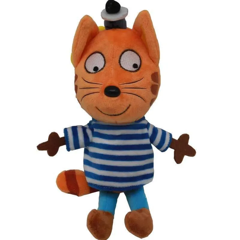 Cartoon Three Kittens Plush Toy Set, Soft Stuffed Animals for Kids - Blue