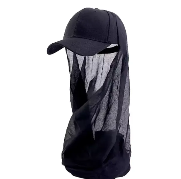 Baseball Cap with Cloak Scarf - Black