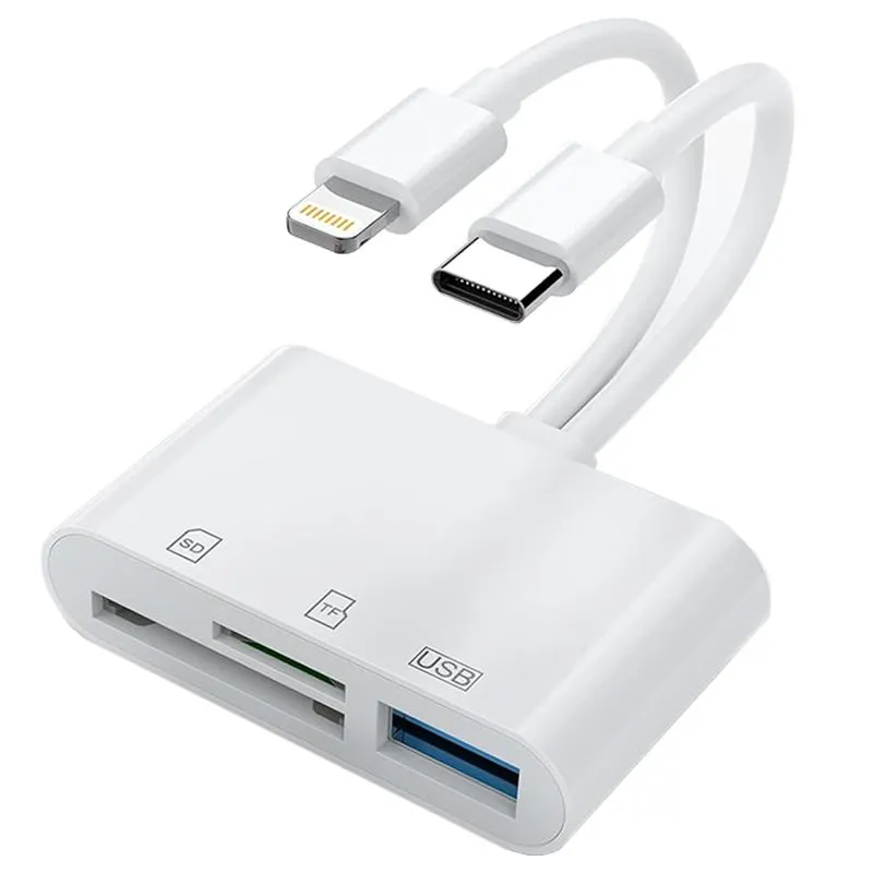 5 In 1 USB HUB 3.0 Type C to SD TF Card Reader Compatible with iPhone iPad - Style A