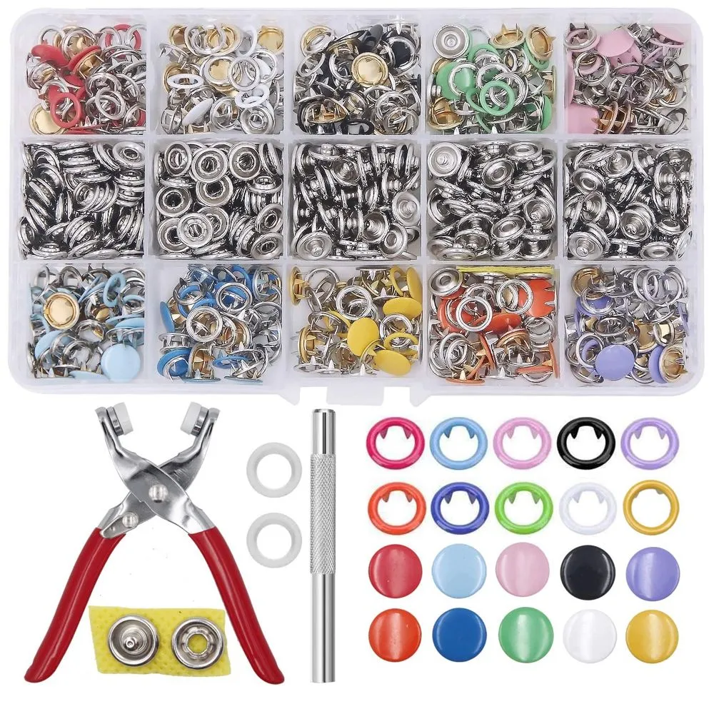 Craft Metal Kit Press Studs Ring Buttons Hollow 100 Sets Of 5-Claws Buckles